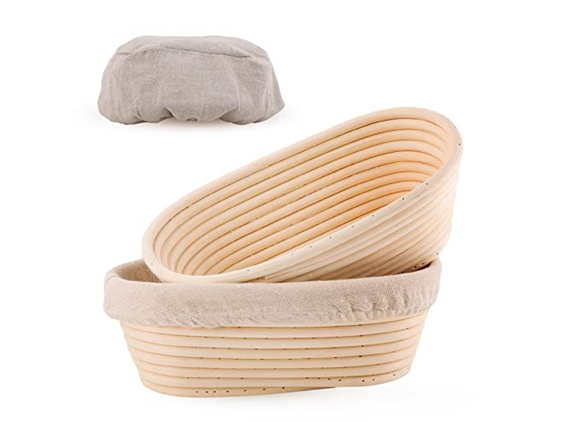 Conjunto Banneton com Lâmina de Pão e Raspador 12 Polegadas Oval Inox com Padeiros 11Cm Uso DIY