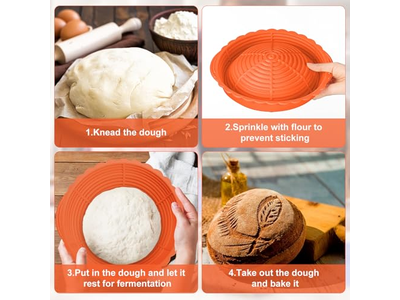 Cesta de Fermentação Pão Bannetons Cestas de Fermentação Banneton 10 Polegadas Conjunto de 2