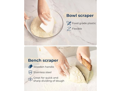 Cesta de Pão Oval de Rattan de 10 Polegadas Kit Sourdough para Fermentação de Massa