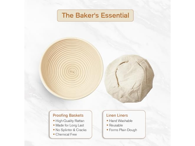 Cestas de Fermentação Banneton de 8, 9 e 10 Polegadas Rattan Redondas e Ovais