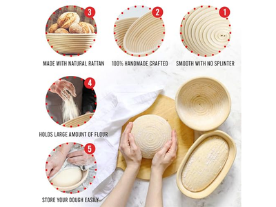 Cesta de Presente de Ingredientes de Panificação Cestas de Fermentação para Pão Prova de Vime