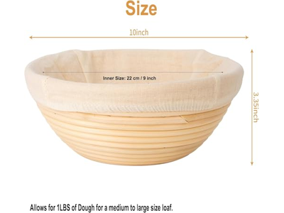 Kit de Cesta de Fermentação de Pão Banneton 2 com Acessórios Conjunto Sourdough Redondo