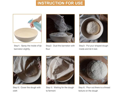 Kit de Cesta de Fermentação de Pão Banneton 2 com Acessórios Conjunto Sourdough Redondo