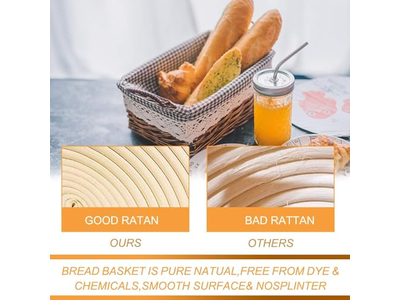 Kit de Cesta de Fermentação de Pão Banneton 2 com Acessórios Conjunto Sourdough Redondo