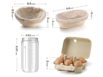 Cesta de Fermentação Banneton Grande Oval Pão 25Cm 10 Polegadas Redonda Premium Fermentação