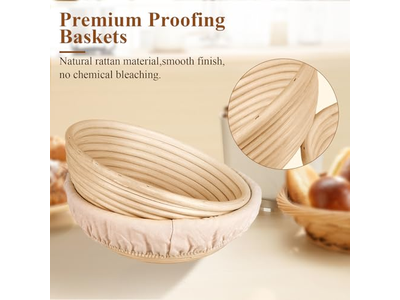 Kit Inicial Sourdough Banneton Capas de Linho Crochê para Ferramentas de Panificação de Rattan Oval