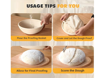 Cesta Banneton de Vime 6 Polegadas Bambu Redonda Plástico 9 Cestas de Fermentação