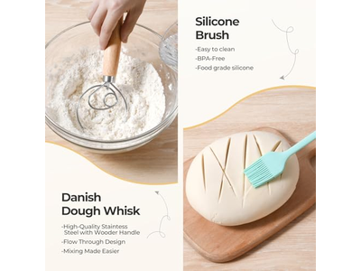 Cestas de Pão para Servir com Pano Banneton Cesta de Fermentação Raspador Lame