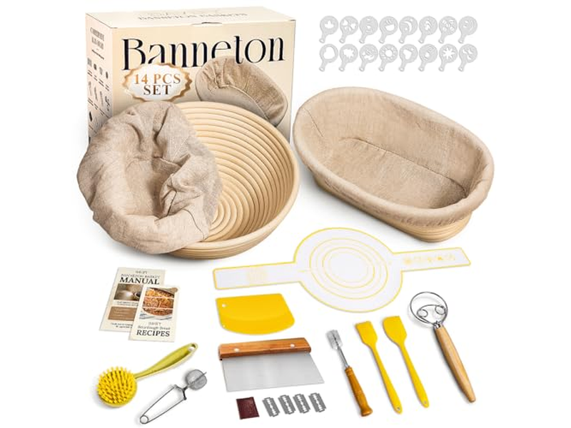 Tigelas de Pão para Servir Conjunto de Cestas de Fermentação Benneton com 2 Cestas de 10 Polegadas