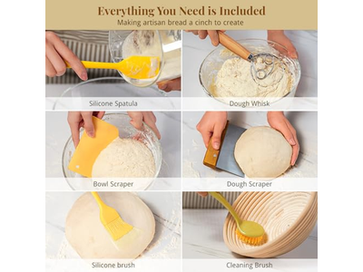 Tigelas de Pão para Servir Conjunto de Cestas de Fermentação Benneton com 2 Cestas de 10 Polegadas