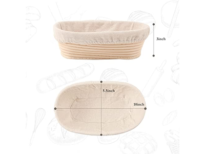 Conjunto Banneton com Lâmina de Pão e Raspador 12 Polegadas Oval Inox com Padeiros 11Cm Uso DIY