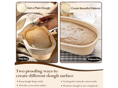 Cesta de Fermentação Brotform 1Kg 9 Polegadas Oval Banneton Feita à Mão Tamanho Grande Personalizado