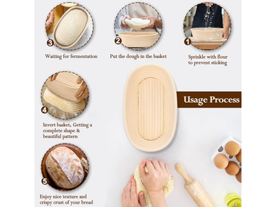 Cesta de Fermentação Brotform 1Kg 9 Polegadas Oval Banneton Feita à Mão Tamanho Grande Personalizado