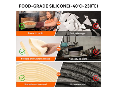 Bannetons de Polpa de Madeira Oval Cesta de Pão Banneton de Cana Rattan com Forros 9 Polegadas